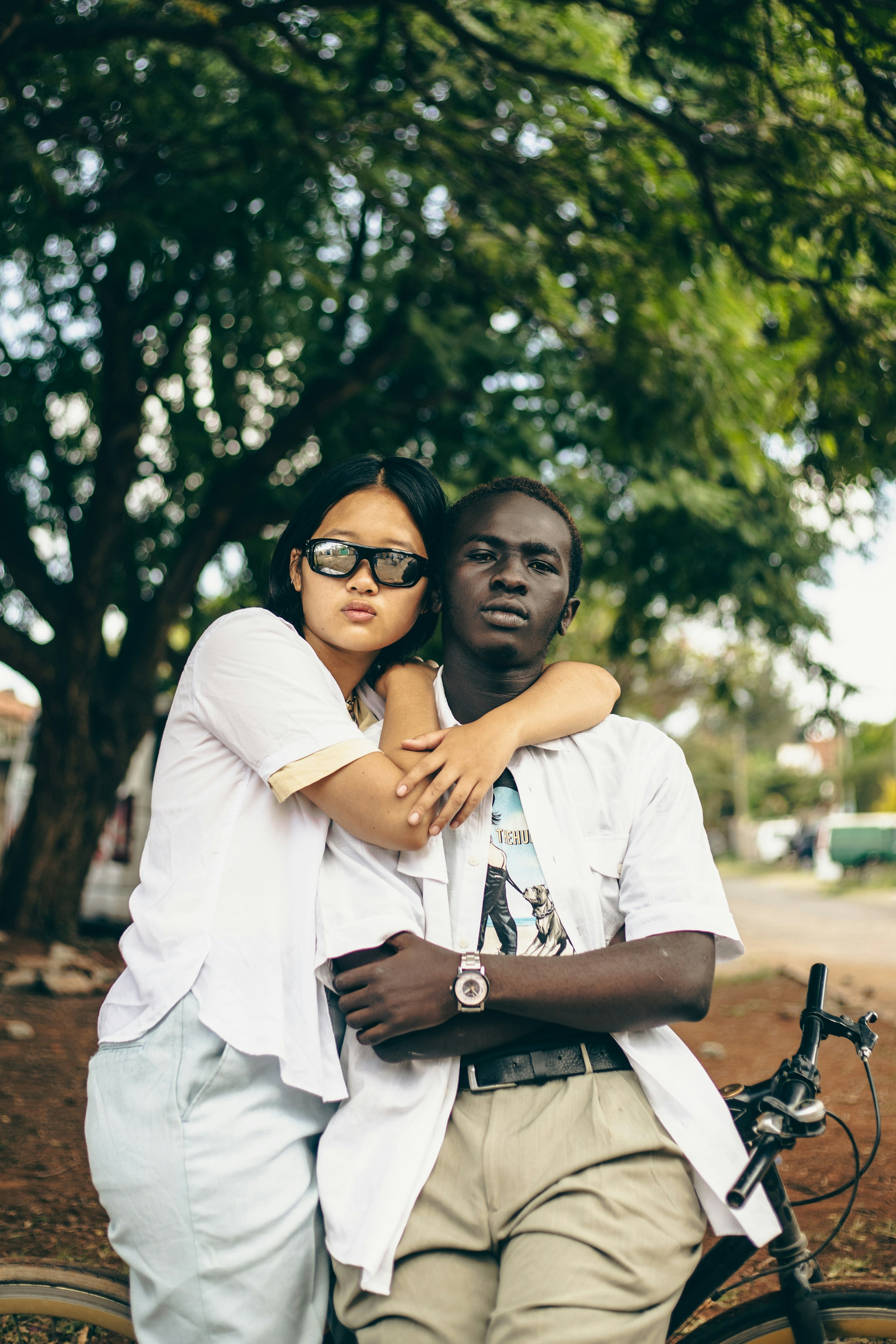 woman man and a bike